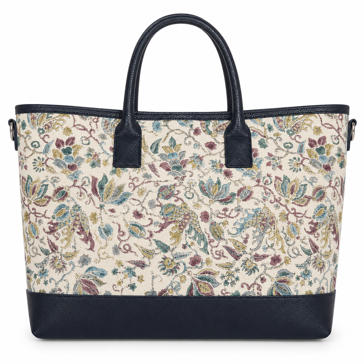 Edo Sarasa · Floral Arabesque Navy Tote Bag