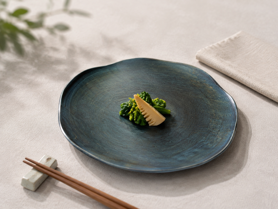 RIN 7.0 Hyacinth holding a restrained serving in a calm one-person table setting.