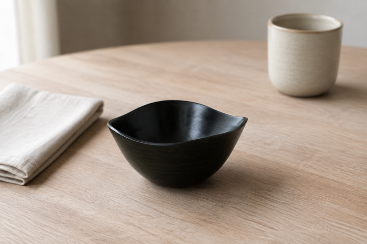RIN Bowl S Hyacinth displayed empty as a compact accent at one calm place setting.